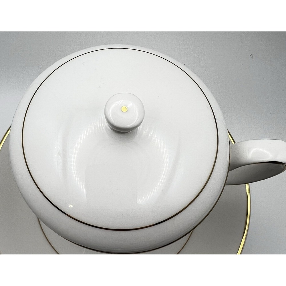 Vintage Hankook Ceramic Kopi Luwak Lidded Coffee Cup Saucer Set Gold Trim Rare - Picture 6 of 16